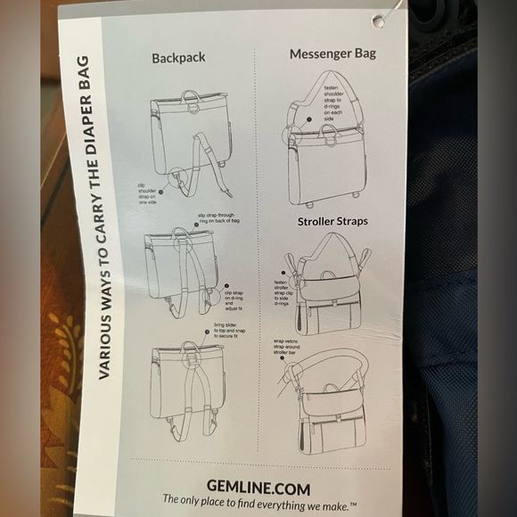 Gemline uptown navy blue convertible diaper bag NWT - Picture 7 of 8